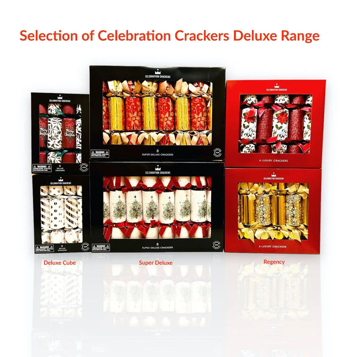 celebration crackers eco deluxe cube fsc mix christmas crackers 8 x 12 silver stripe dot