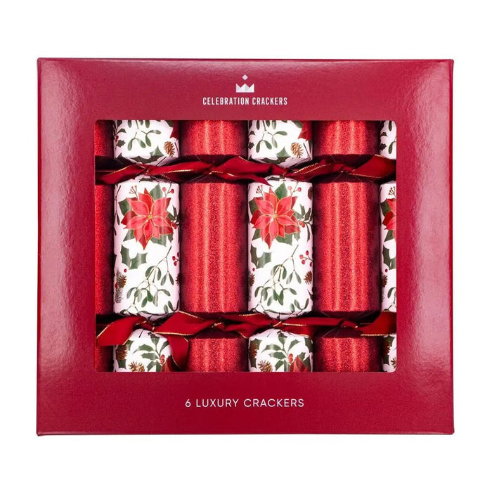 celebration crackers regency 13 fsc mix christmas crackers tray of 6 poinsettia sparkle