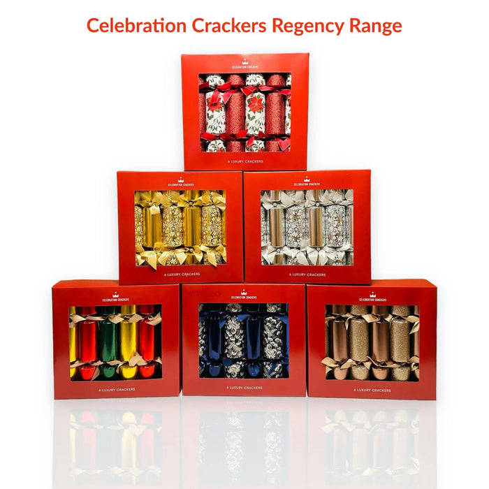 celebration crackers regency 13 fsc mix christmas crackers tray of 6 poinsettia sparkle