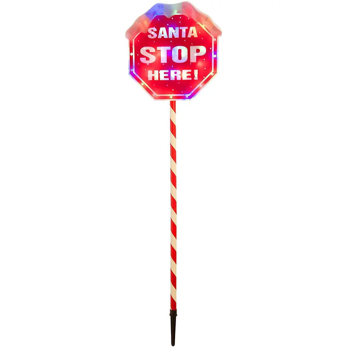 Grade B Warehouse Second - 1m Santa Stop Sign : Multicolour LED Christmas Light : Plug In Festive Productions