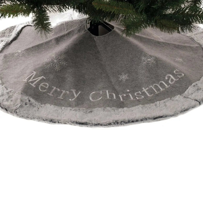 Christmas Tree Skirt : Luxurious Grey Fur : 100cm Festive Productions