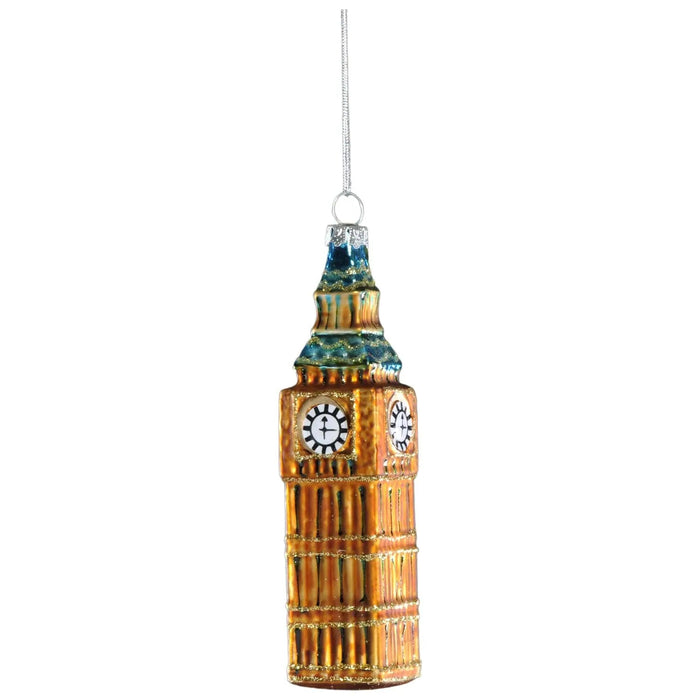 Christmas Tree Glass Bauble : 13cm Gold Big Ben Festive Productions