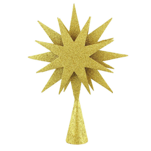 Christmas Tree Topper : 26cm : Gold Glitter Octastar Star Festive Productions