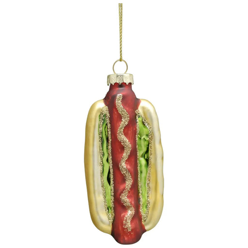 Christmas Tree Glass Bauble : 10cm Hotdog Festive Productions