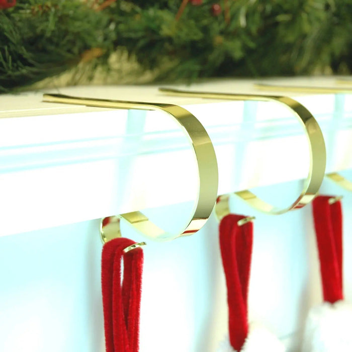 Mantel Clip Stocking Hanger : 2 Pack : Shiny Brass/Gold Haute Decor