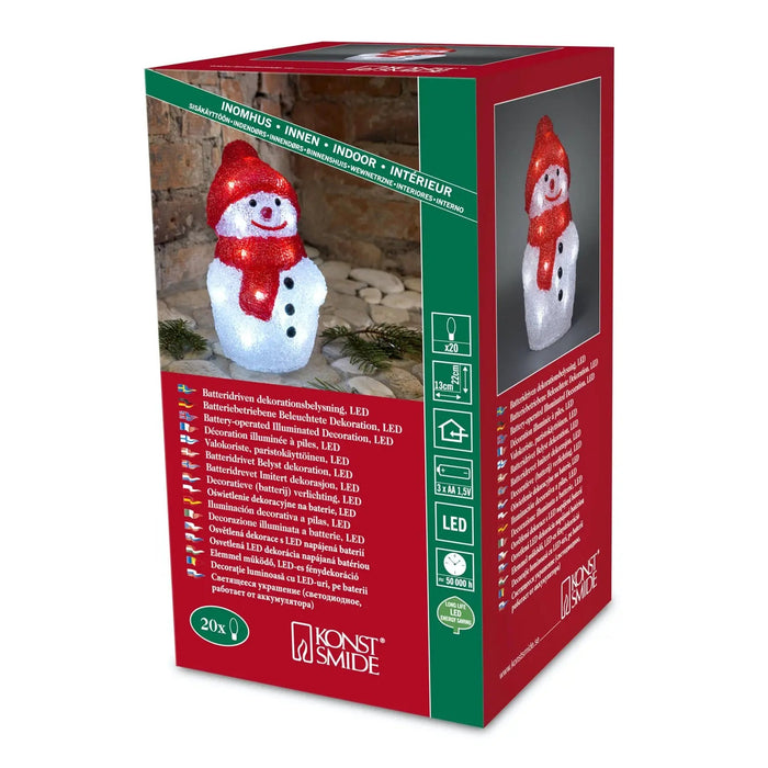 Grade B Warehouse Second - 22cm Acrylic Snowman : 22cm : Battery Konstsmide