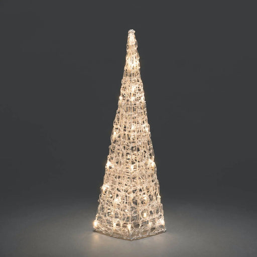 Grade B Warehouse Second - Acrylic Light Up Pyramid : 32 Warm White LEDs : 60cm : Plug In Konstsmide