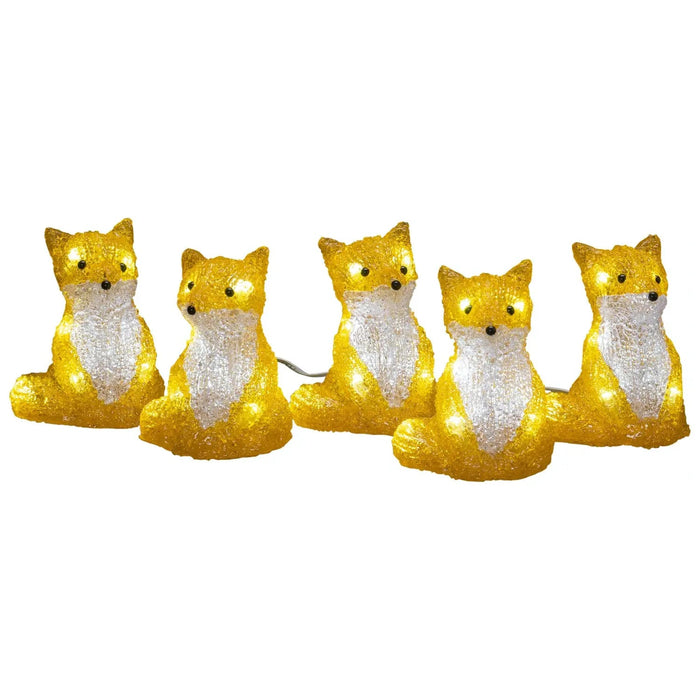 Grade A Warehouse Second - Konstsmide Acrylic Foxes Light String : Set of 5 : Indoor/Outdoor : Plug In : 12cm : 40 LED Konstsmide