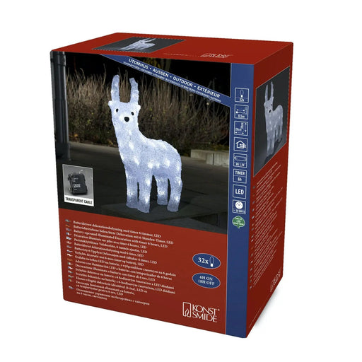 konstsmide 32 led acrylic reindeer 38cm batterytimer