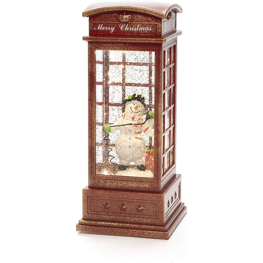 konstsmide water filled led lantern battery timer snowman in phone box