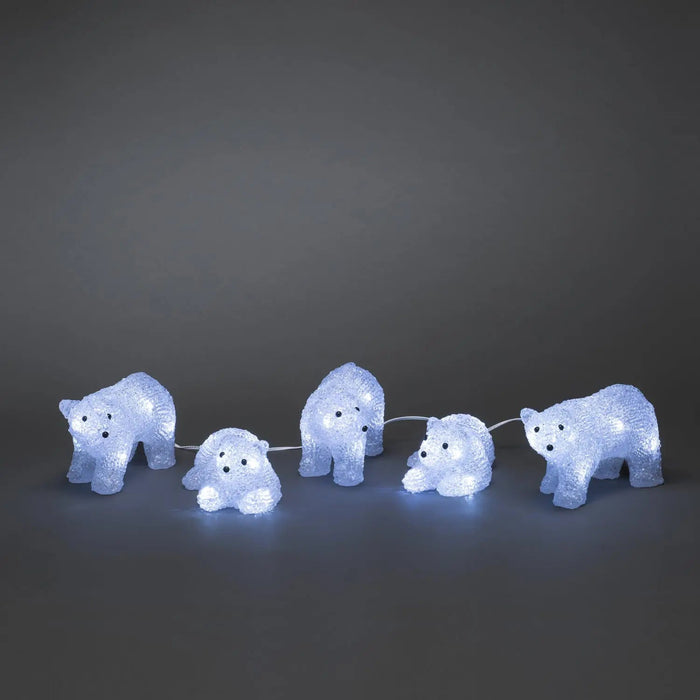 konstsmide acrylic polar bears light string set of 5 indooroutdoor plug in 14cm 40 led