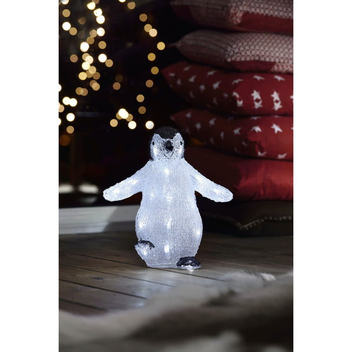 konstsmide 24 led acrylic black white penguin 30cm battery