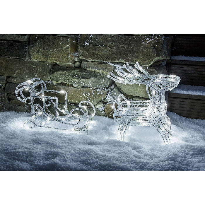 konstsmide 96 led spun acrylic reindeer sledge plug in