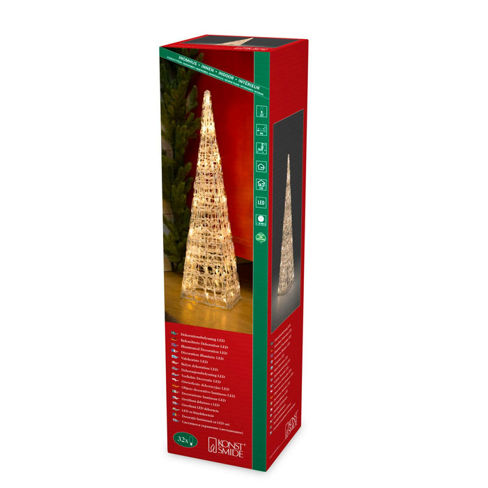 konstsmide acrylic light up pyramid 32 warm white leds 60cm plug in