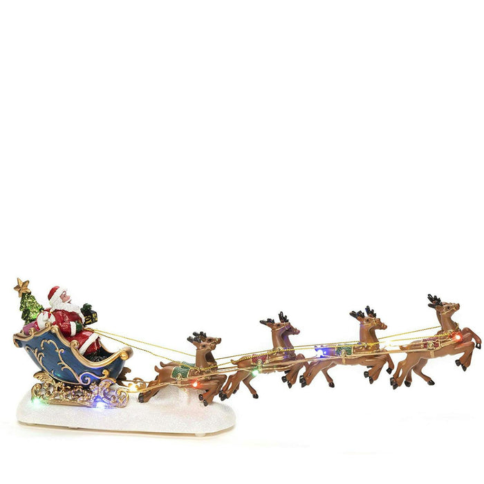 konstsmide led christmas scene santa in sleigh with flying reindeer battery