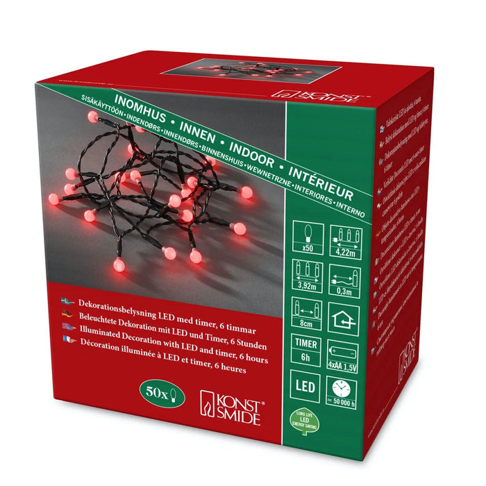 Berry Lights : Battery/Timer : 50 LED : Red Konstsmide