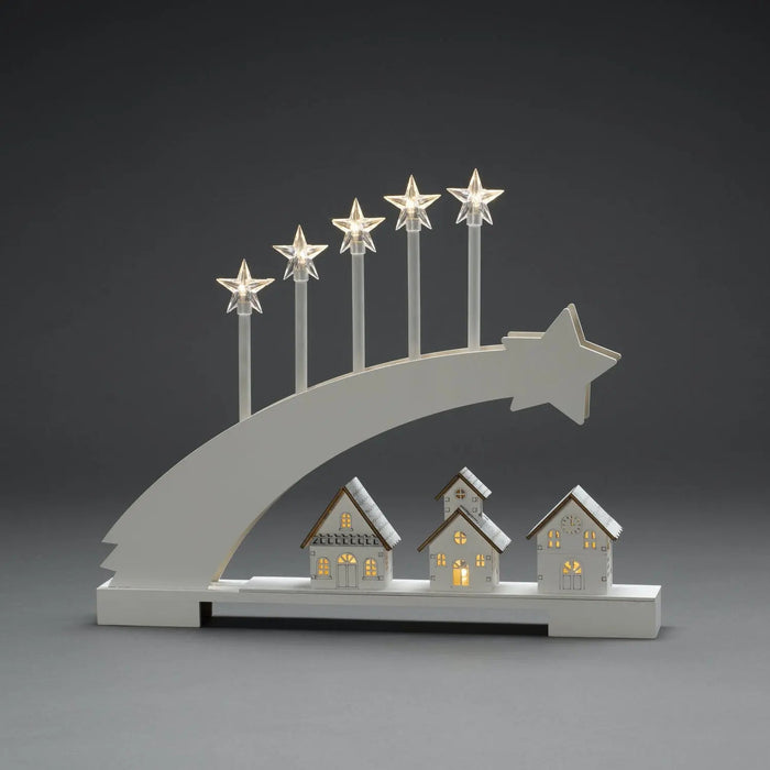 Konstsmide Wooden Shooting Star Christmas Scene : 8 LED : Battery with Timer : 45cm Konstsmide