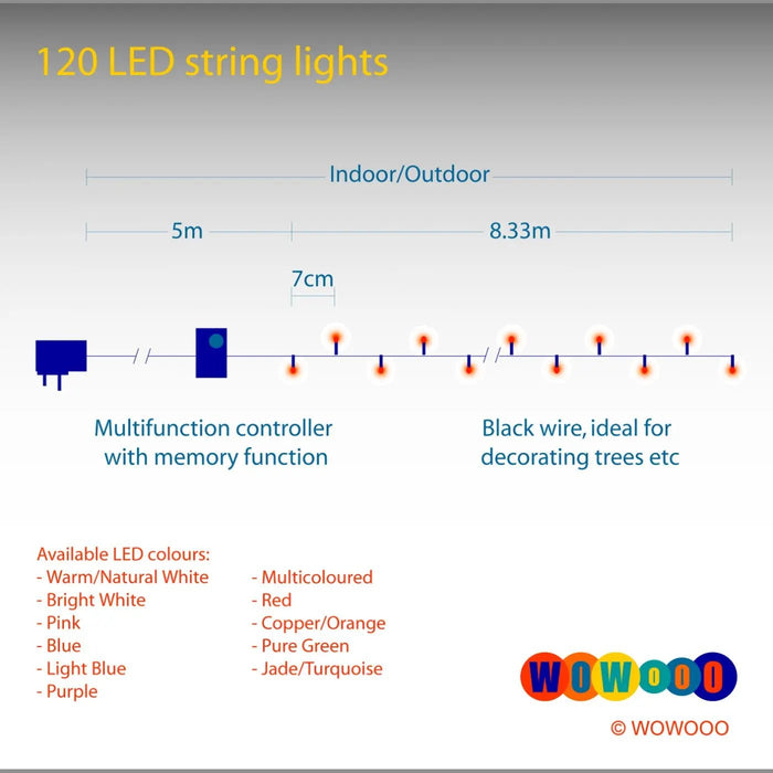 120 Micro LED Christmas Tree Lights : Plug In : Copper/Orange Konstsmide