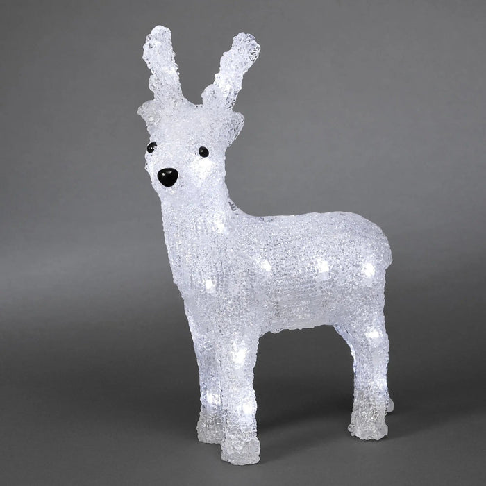 24 LED Acrylic Light Up Reindeer : 32cm Battery Konstsmide