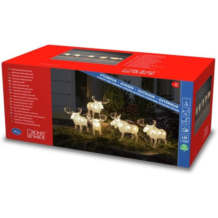 konstsmide acrylic moose light string set of 5 40 led indooroutdoor plug in 13cm