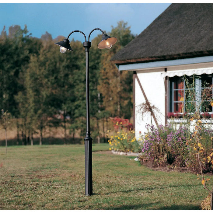 Konstsmide 555-750 : Vega Twin Head Post Light - Matt Black Konstsmide