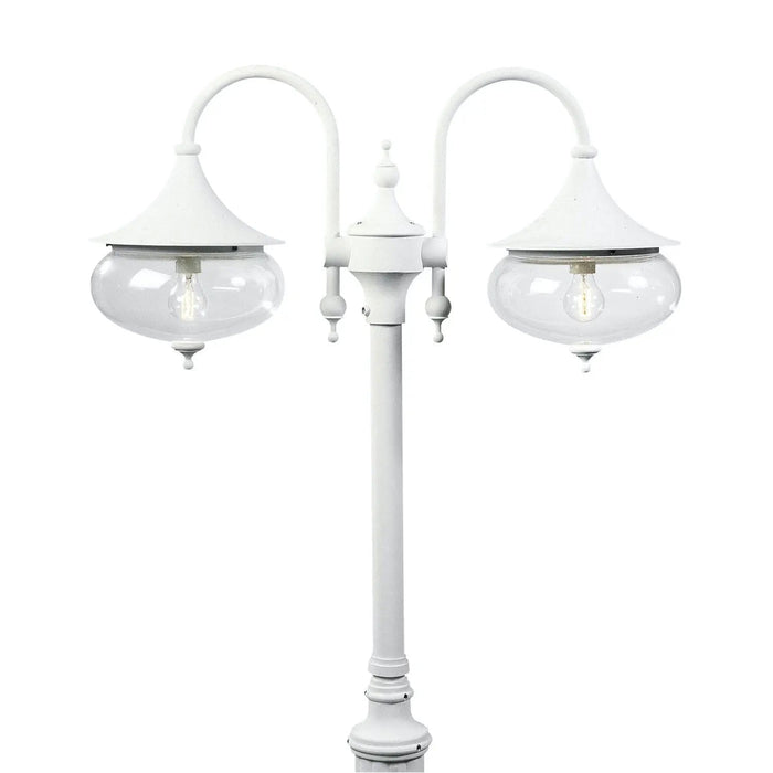 Konstsmide 620-250 : Libra Twin Head Post Light - Matt White Konstsmide