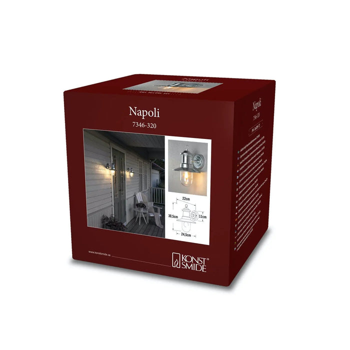 Konstsmide 7346-320 : Napoli Wall Light Galvanised Clear Glass E27 Konstsmide