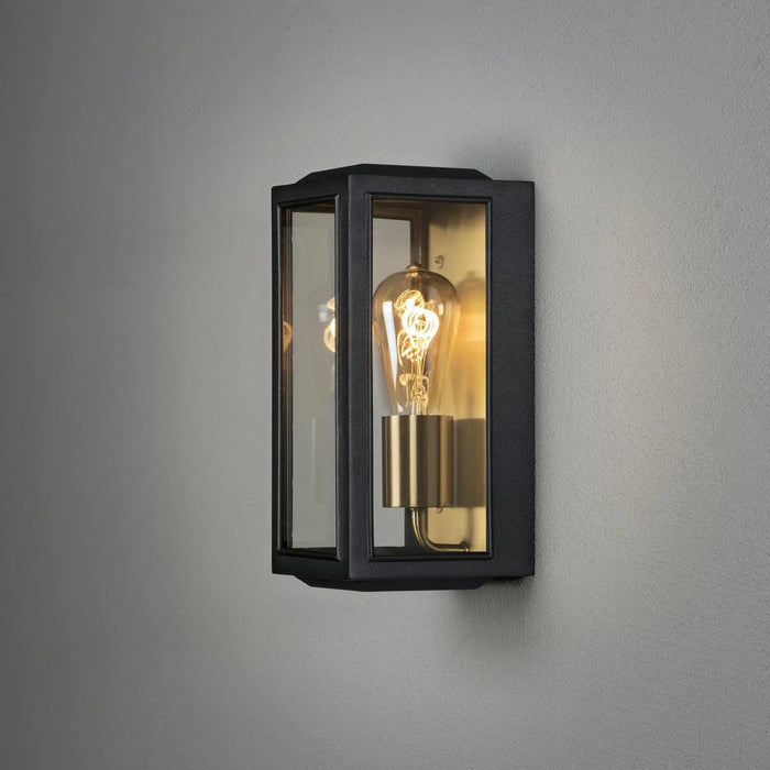 Konstsmide 7348-758 : Carpi Wall Small E27 Black/Brassplated With Clear Glass Konstsmide