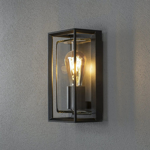 Konstsmide 7885-750 : Brindisi Wall Light Sensor Black Open Frame Clear Glass E27 Konstsmide