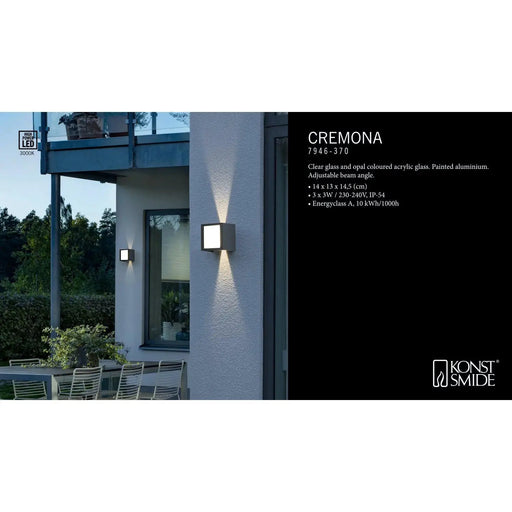 Konstsmide 7946-370 : Cremona Wall Light Anthracite 3 X 3W High Power LED Konstsmide