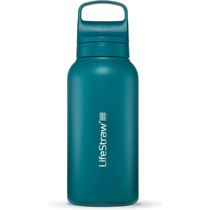 lifestraw go 20 stainless steel water filter bottle 1l laguna teal