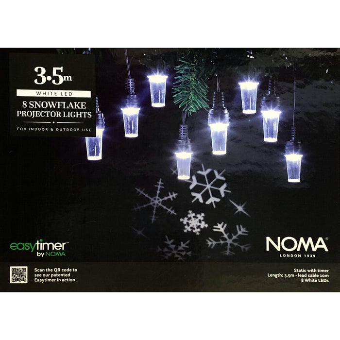 noma 8 snowflake projector string lights plugin with timer white