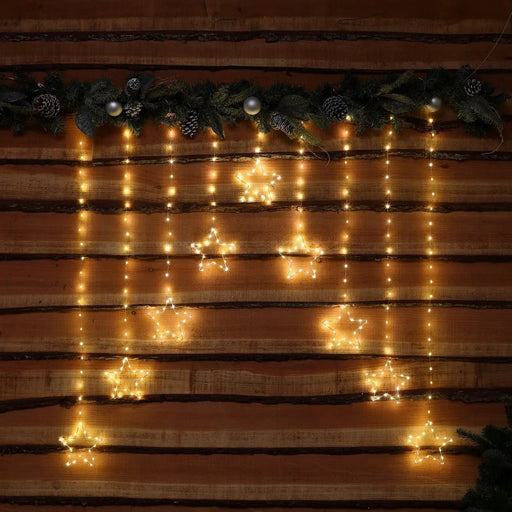 noma star hanging curtain lights plug in with timer 303 warm white leds