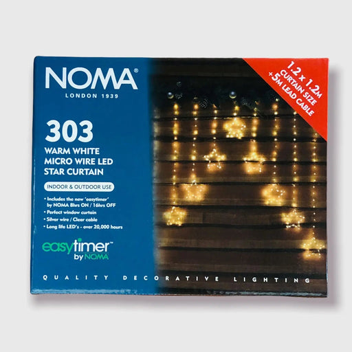 noma star hanging curtain lights plug in with timer 303 warm white leds