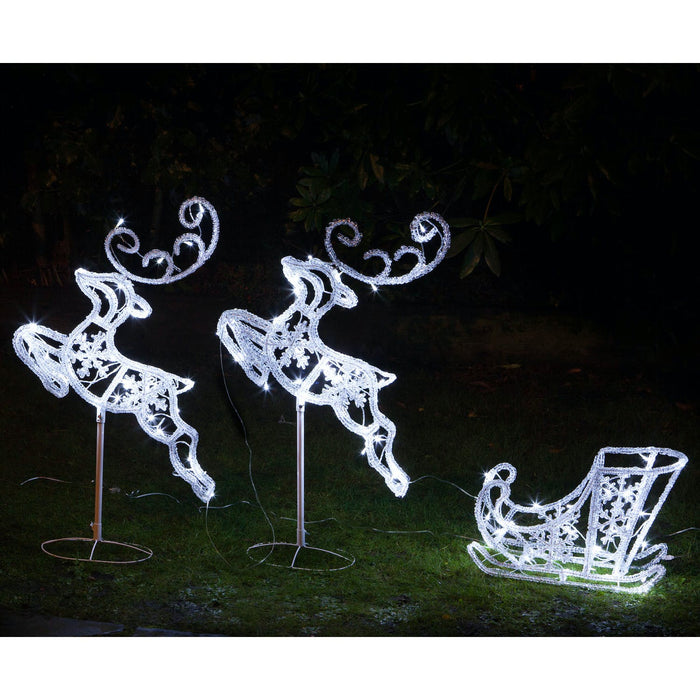 noma 90 led spun acrylic flying reindeer sleigh 96cm plug in alt