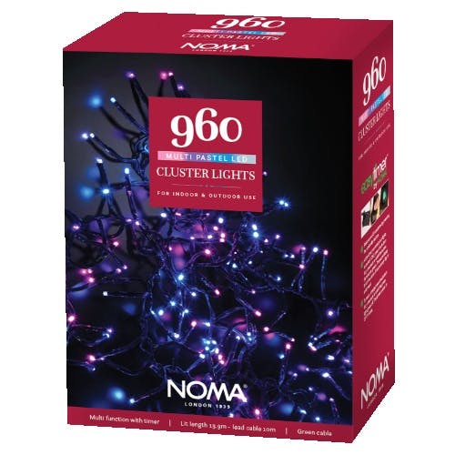 noma 960 led cluster lights multifunction plugin with timer pastel