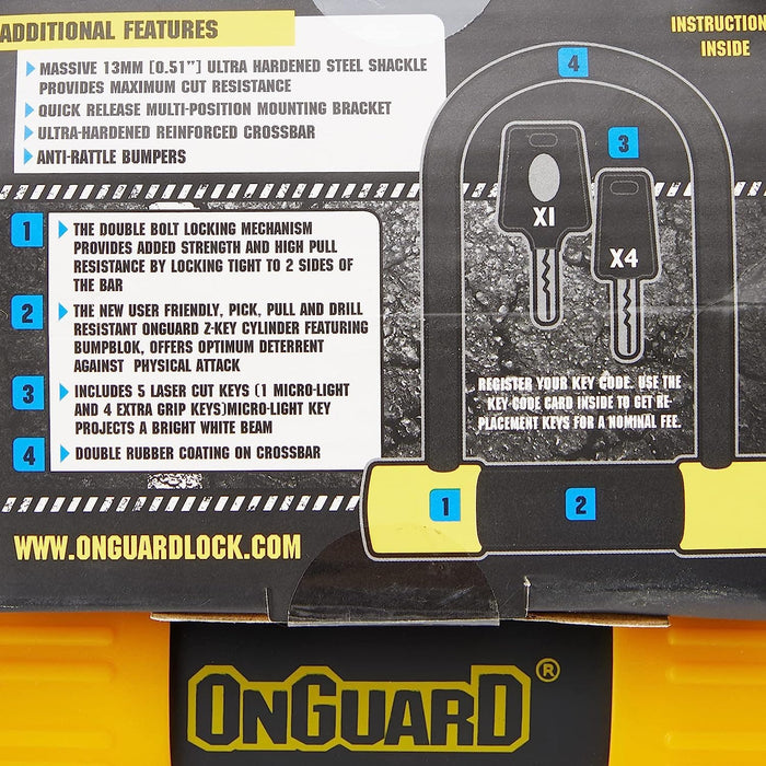 onguard bulldog mini ulock 90 x 140mm 355 x 552 inch 13mm bike lock