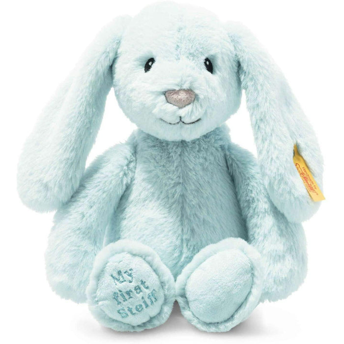 steiff my first steiff hoppie rabbit light blue 26cm