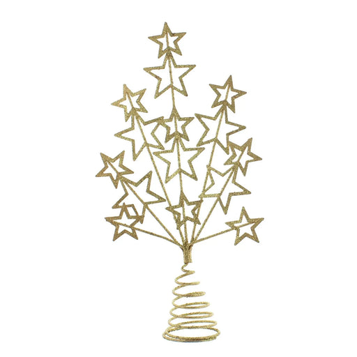 Christmas Tree Topper : 16cm : Gold Glitter Star Burst Festive Productions